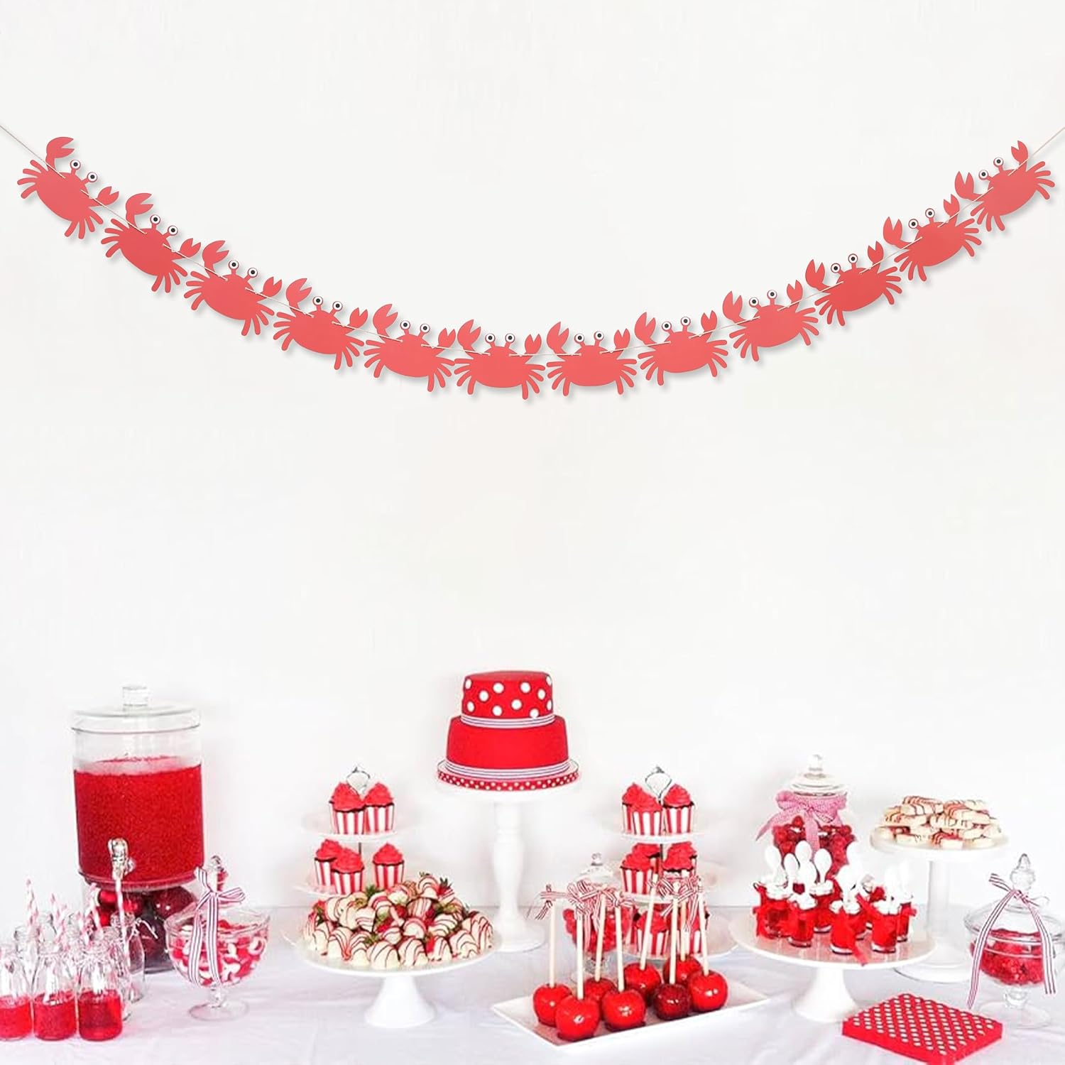 Crab Garland - Under the Sea Party Decorations for Boys and Girls, Nautical Baby Shower Garland, Pinch Me I'm One Birthday Decor, Ocean Theme Party Banner