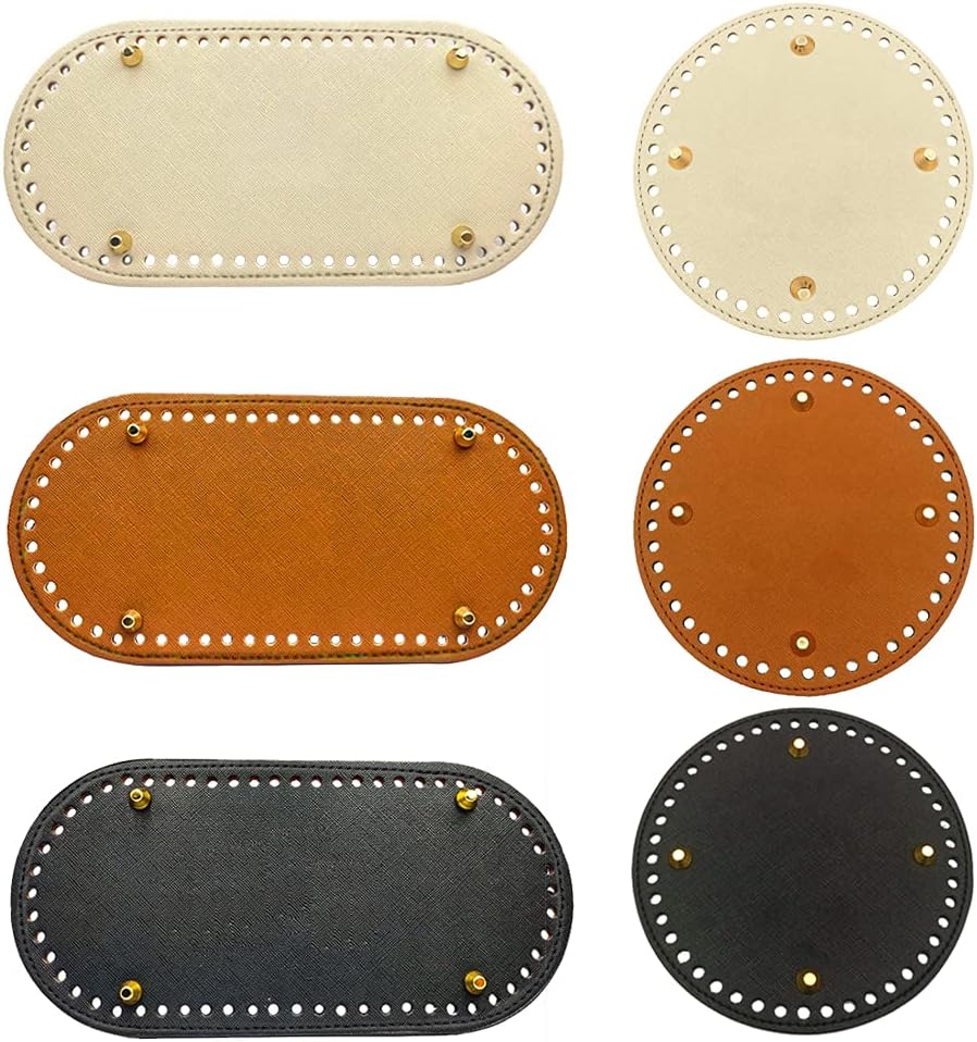 Set 4 Fondi Per Borse Uncinetto Ovale 22x10cm - Base Pelle PU Con Fori Per Maglieria - Foto 3
