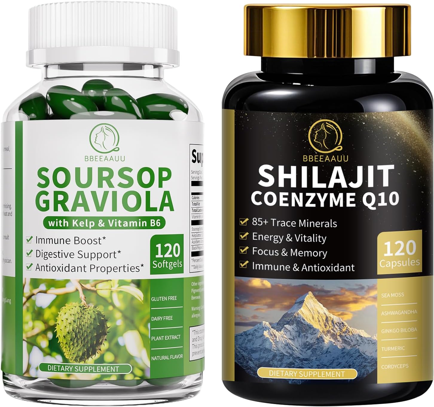 Shilajit for Men with Sea Moss & Ashwagandha,12 in 1 Himalayan & Soursop Graviola Capsules with Kelp, for Cell Regeneration