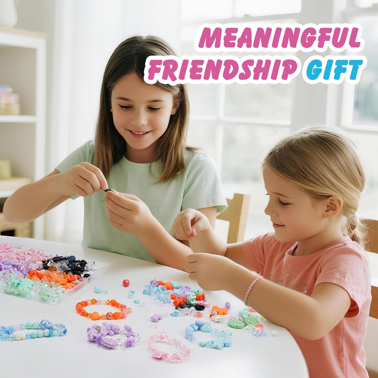 400-450PCS Acrylic Beads for Bracelet Making, Assorted 6 Colors Cute Beads, Flower Bow Candy Bear Kawaii Bracelet Charms for Jewelry Making, Necklace Keychains Phone Charms DIY Crafts Gifts - Image 7