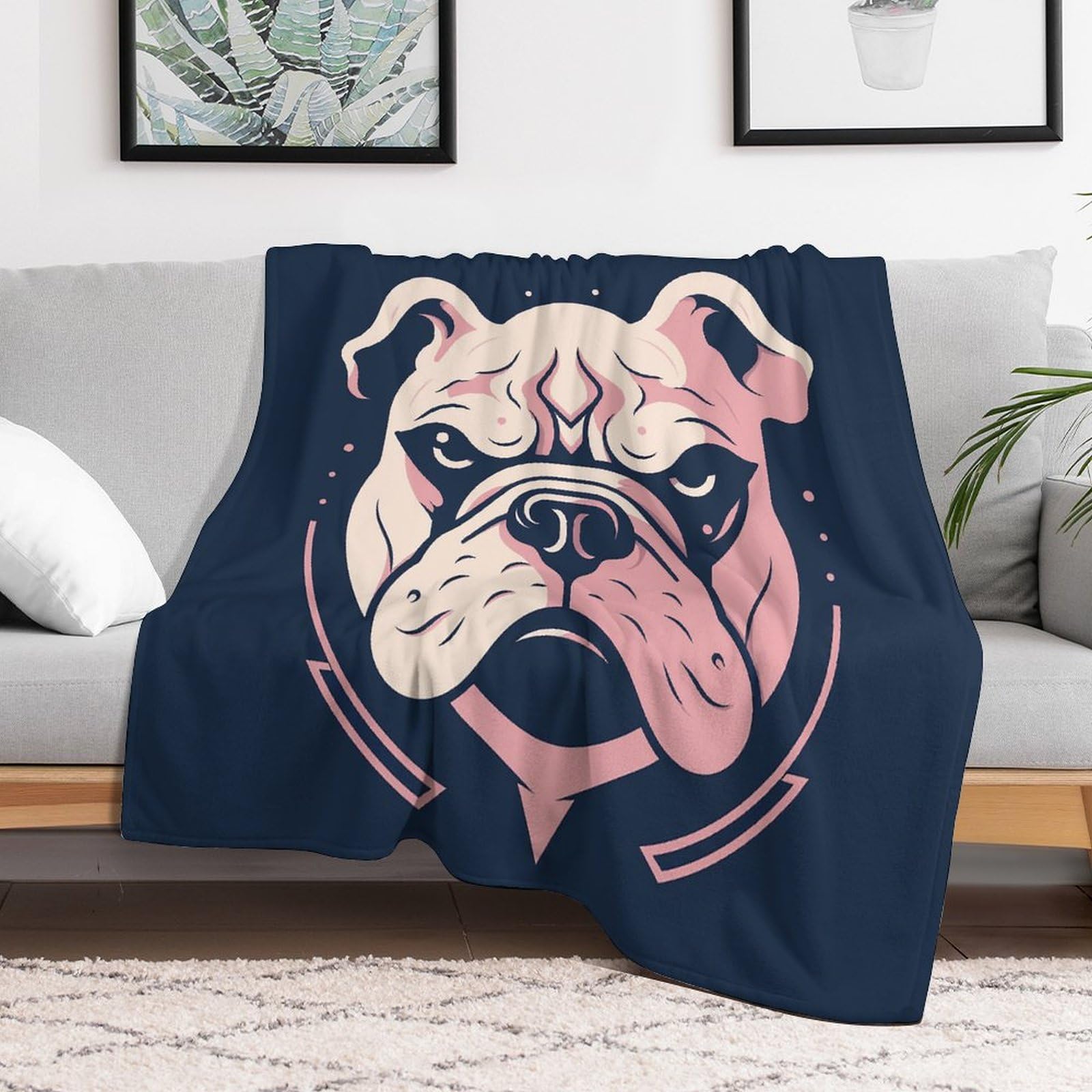 Couverture en micro polaire tête de chien pour soirées cocooning sur le canapé