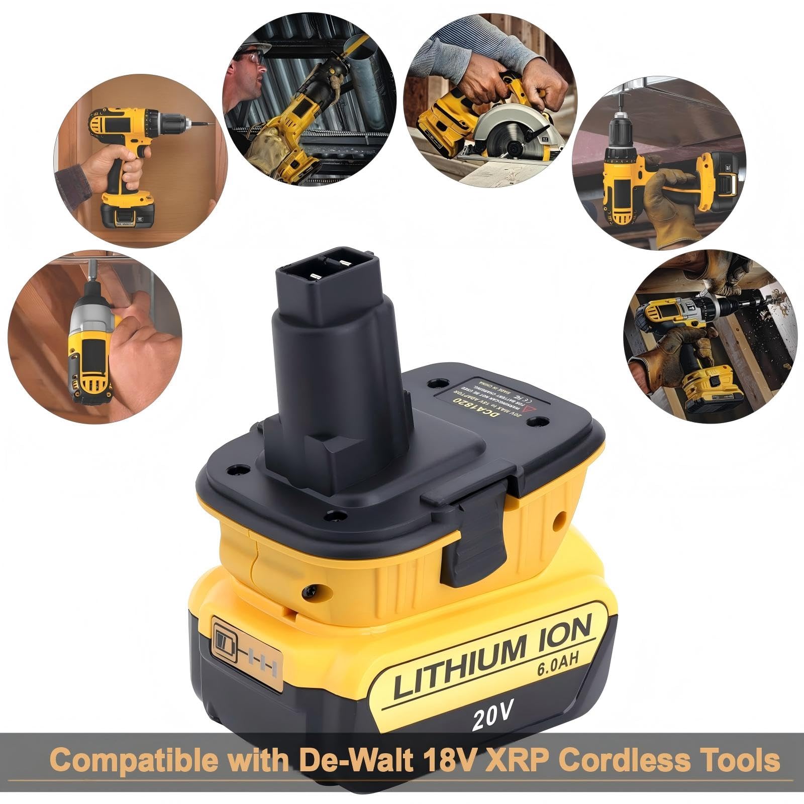 Compatible avec les adaptateurs Dewalt 18 V vers 20 V, lot de 2 adaptateurs DCA1820 compatibles avec les perceuses sans fil Dewalt 18 V, scie circulaire et ponceuses, compatible avec les nouvelles