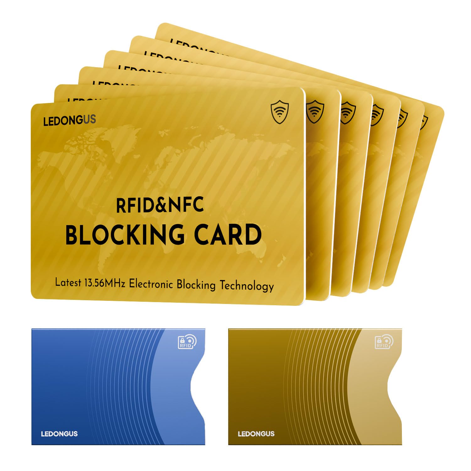 RFID-blockierende Karten – 6 Stück | Anti-Diebstahl-kontaktloser NFC-Schutz für EC-Kreditkarten & Geldbörse | Schlank und langlebig passt perfekt in die Brieftasche | 2 RFID-Hüllen im