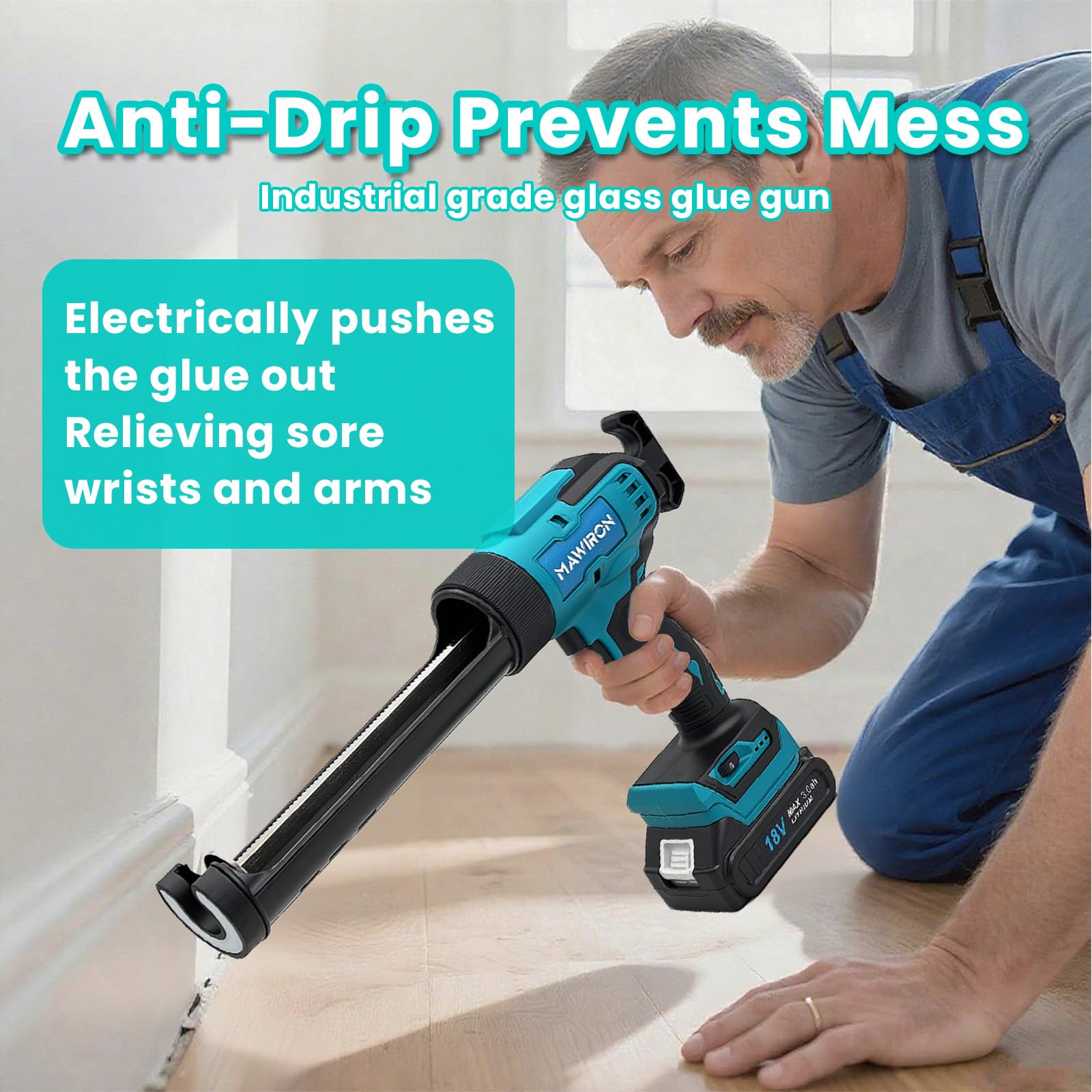 Prensa de cartuchos de batería, compatible con baterías Makita de 18 V, pistola de calafateo eléctrica con antigoteo, luz LED, 6 velocidades, pistola de silicona, batería para cartuchos de 300-310 ml