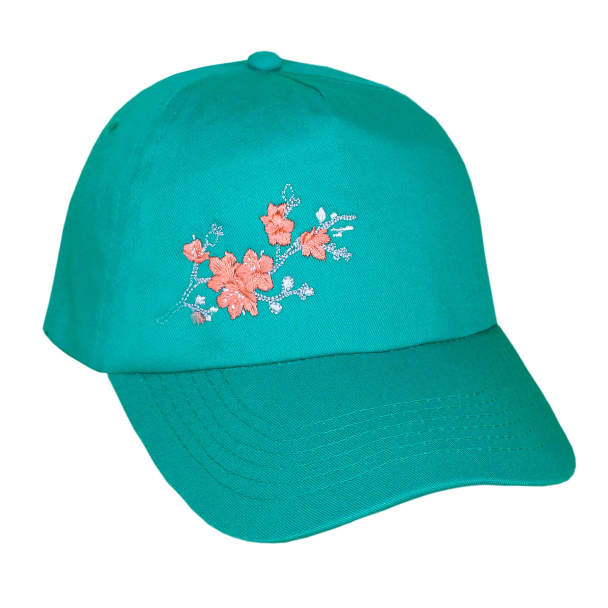 Women's Japanese Blossom Floral Baseball Cap (Teal)