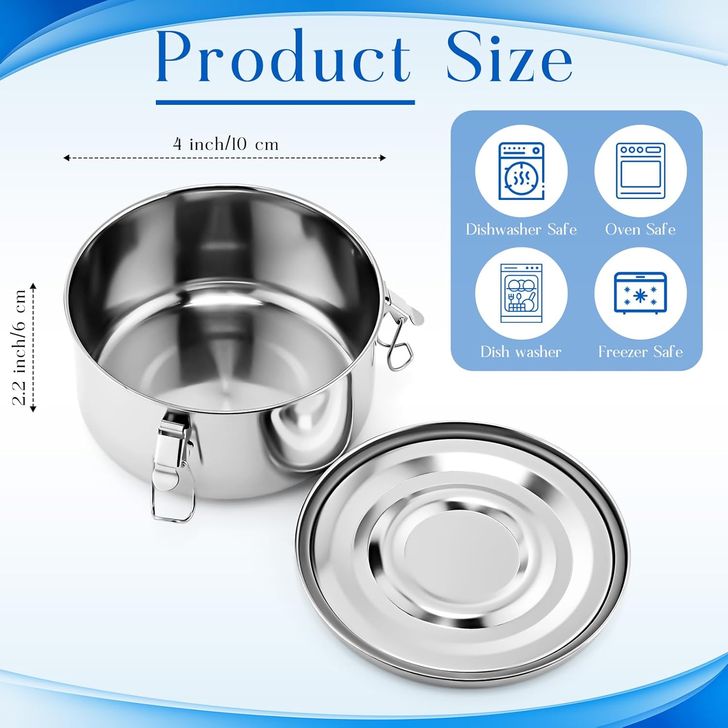 4 Pcs Small Stainless Steel Bento Box 13 oz Reusable 304 Stainless Steel Food Storage Containers with Lockable Clips to Leak Proof, Dishwasher Safe - Image 2