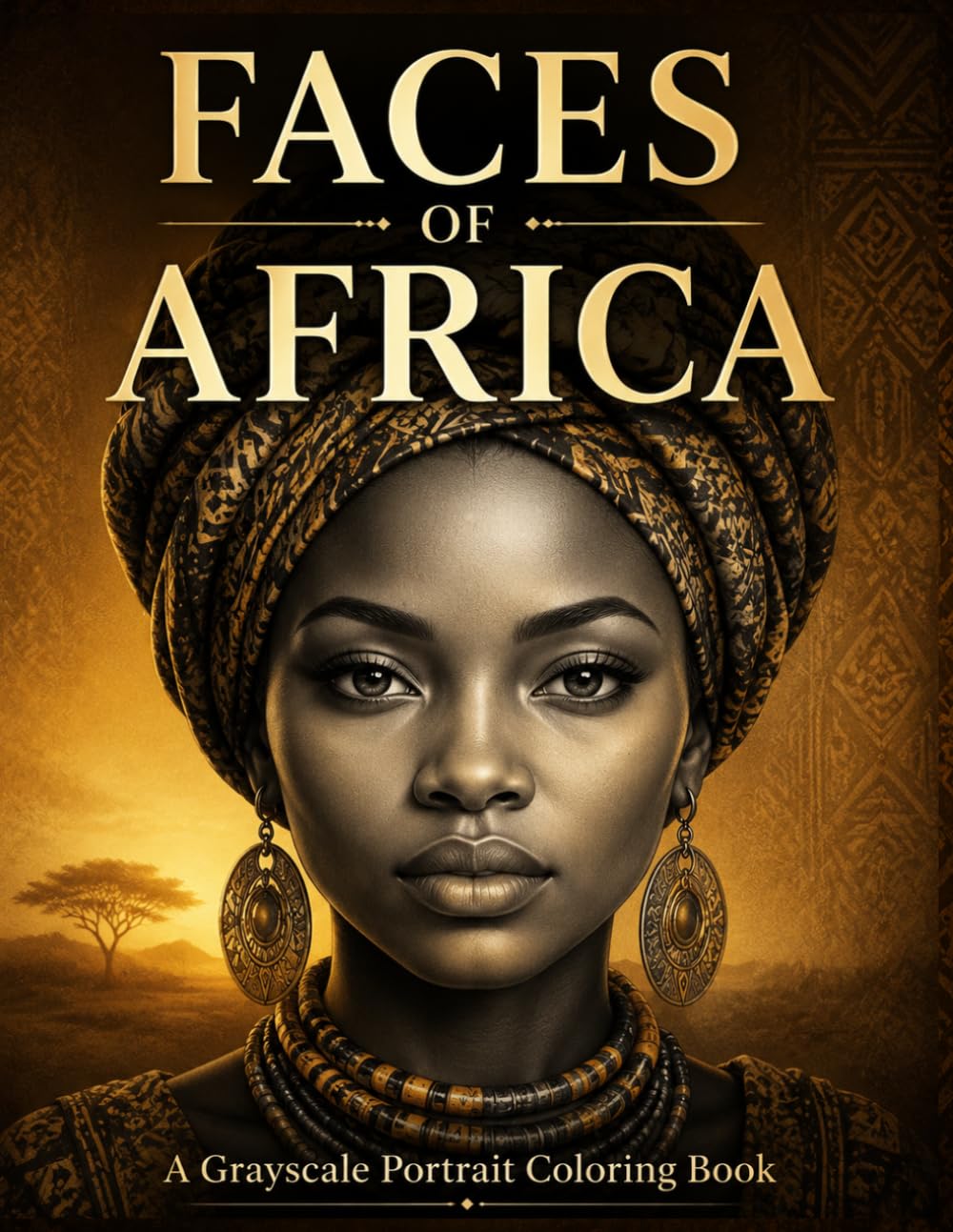 Faces of Africa: A Grayscale Portrait Coloring Book Featuring 80 Realistic Illustrations Inspired by the Beauty, Culture, and Traditions of African Women