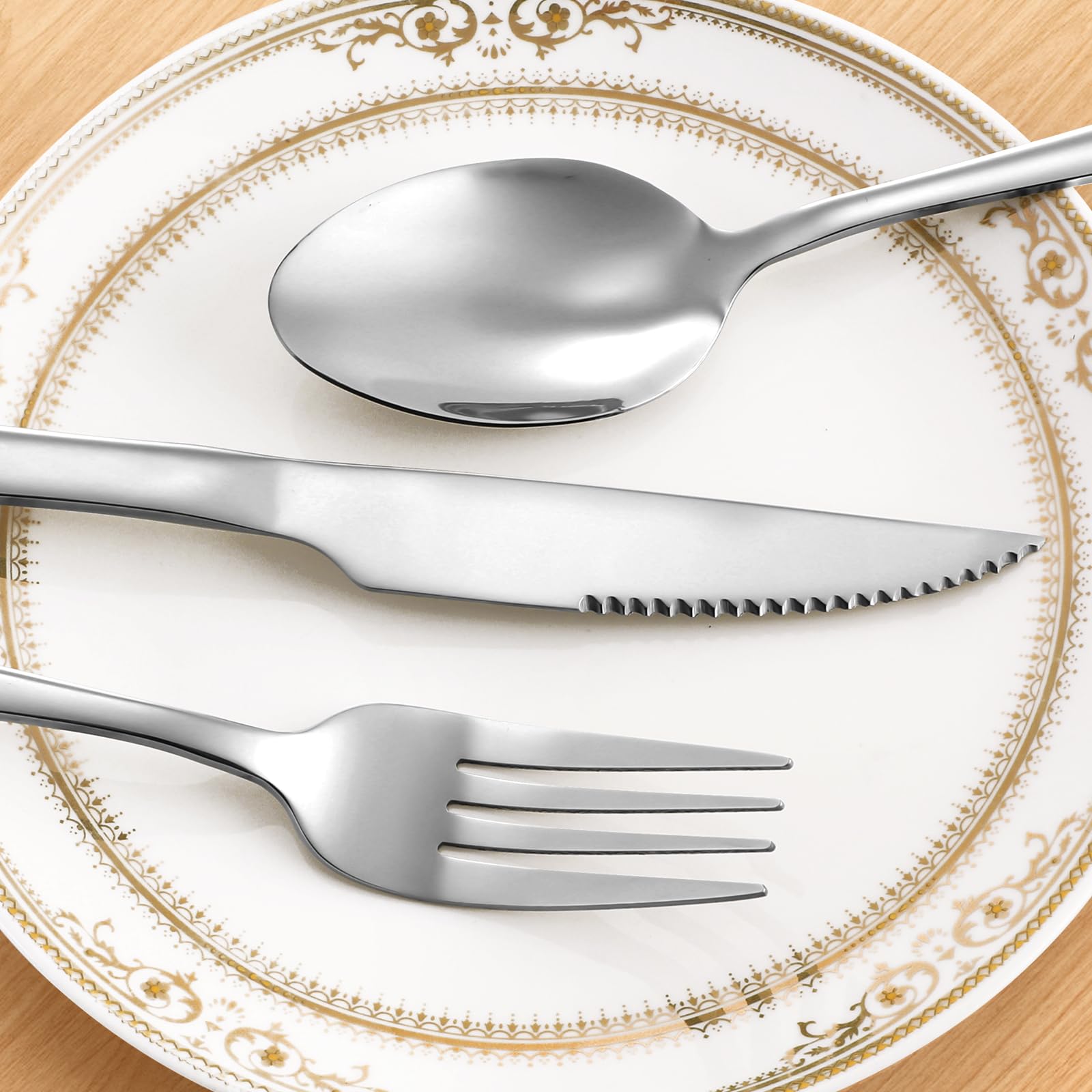 Set couverts de table service pour 6 personnes, 30 pièces ensemble de ménagères acier inoxydable, avec cuillère, couteau, fourchette