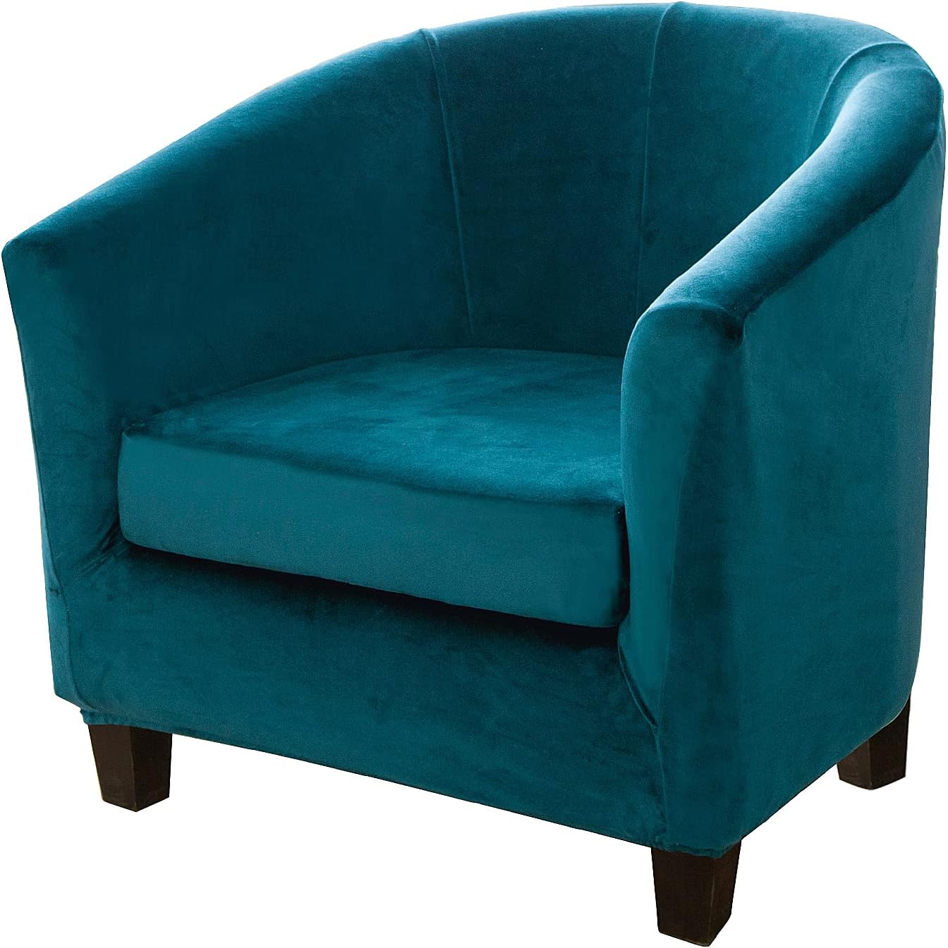 Club Chair Slipcover with Cushion Cover, 2 Pcs Velvet Tub Chair Cover,Removable High Stretch Soft Sofa Cover Armchair,Skid Resistance Furniture Protector for Bar Counter Living Room (Emerald Green)