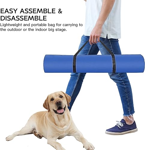 Miniatura 7 de Juego de equipo de agilidad para perros, kit de entrenamiento de carreras de obstáculos, incluye obstáculo de salto alto, aro, postes de tejido, Set