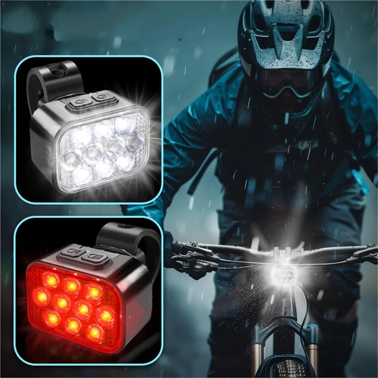 reflektory przednie Lampa przednia LED do roweru z ładowaniem przez USB, lekka, tylna, wodoodporna, tylna, latarka lampą halogenową(Front-Rear Light)