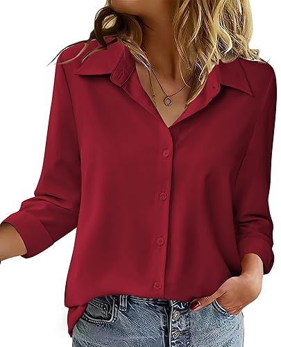 Zeagoo Blouse for Women Dressy Long Sleeve Button Down Shirts