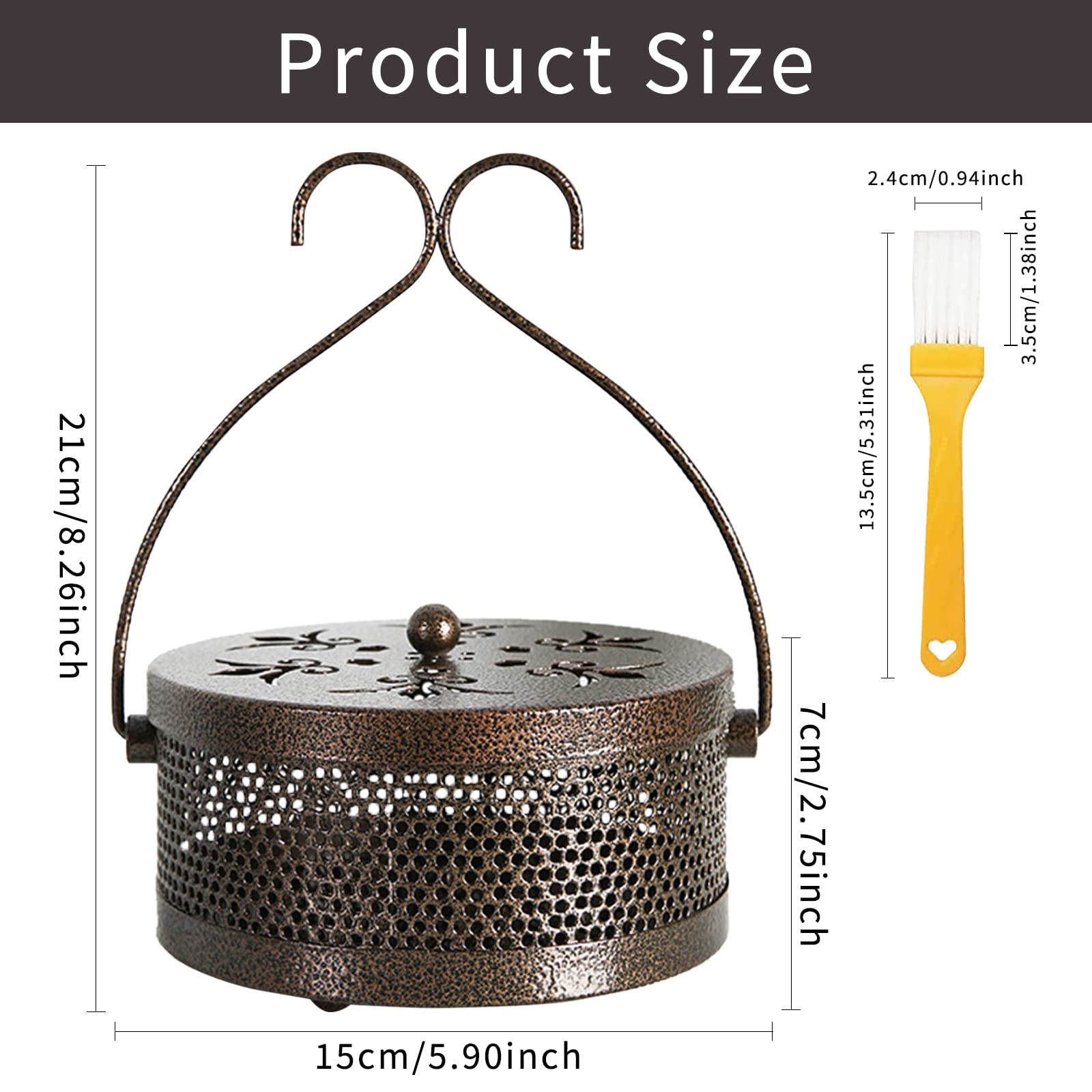 Porta Zampirone, Zampironi Zanzare Esterno Con Coperchio, Porta Zampirone Da Esterno Portatile Con Maniglia, Porta Spirale in Metallo, PUò Essere Utilizzato in Case Centri Commerciali Bagni(B-Bronzer)