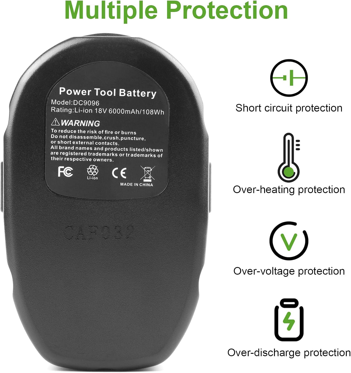 Futurebatt 2Pack 6.0Ah 18V Lithium-ion Battery Replacement for DEWALT XRP 18-Volt Power Tools Battery Fit DC9096 DC9098 DC9099, DE9039 DE9095 DE9096, DW9095 DW9096 DW9098 DE9503 DC9182