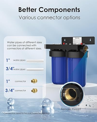 Vista 8 de Waterdrop - Filtro de agua para la casa, con filtro de carbono y de sedimentos de 5 etapas, reduce el plomo, el cloro, el olor y el sabor, 2 etapas