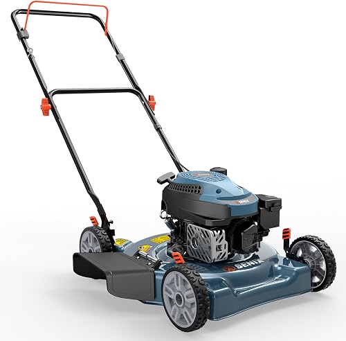 SENIX 20 Inch 144cc Push Lawn Mower Gas 4 Stroke Push Mower 5-Position