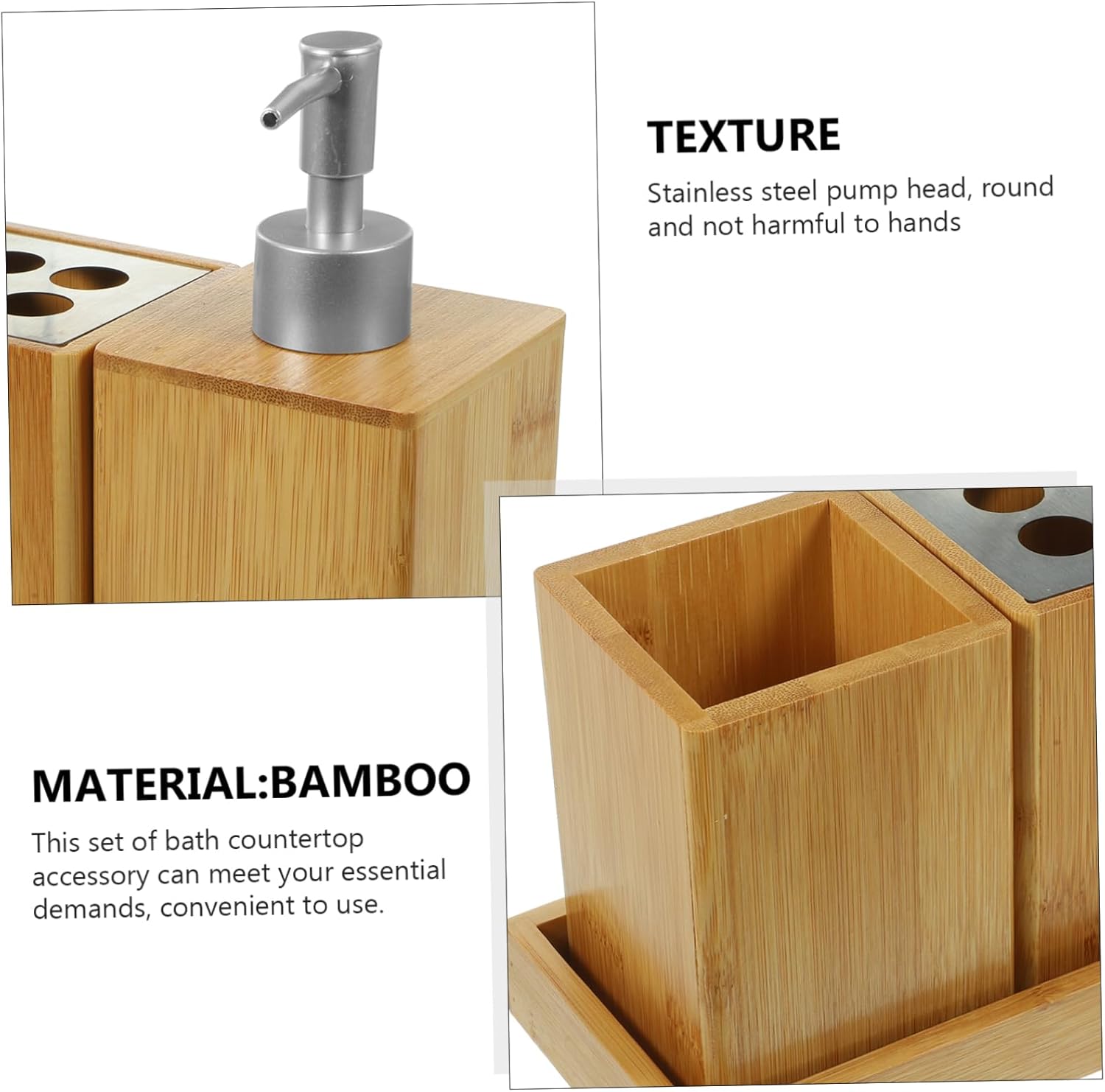 Bathroom Accessories Set Bamboo Soap Dispenser Matte Automatic Touchless Decor Soap Holder Travel Dispenser