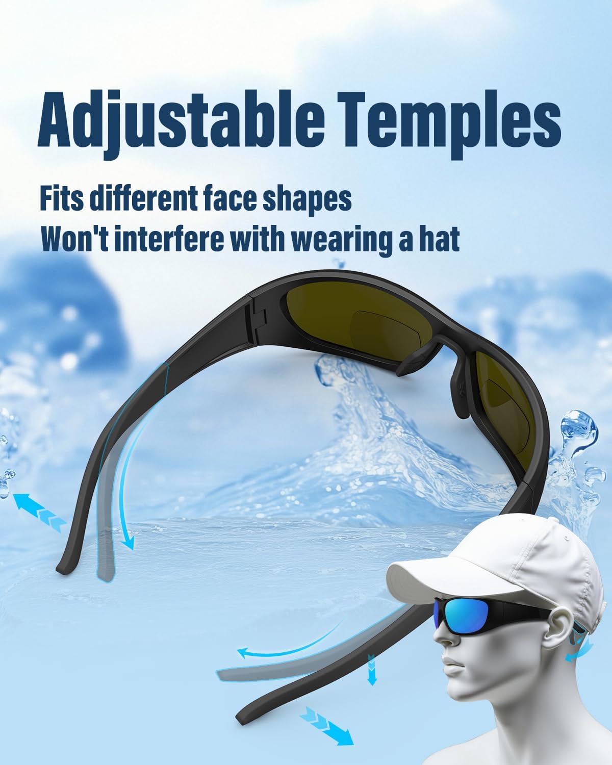 Goiteia Polarized Bifocal Fishing Glasses,Bi-Focal x1.5 x2.0 x2.5 Magnifications,Adjustable Nose Pads with UV400 Protection