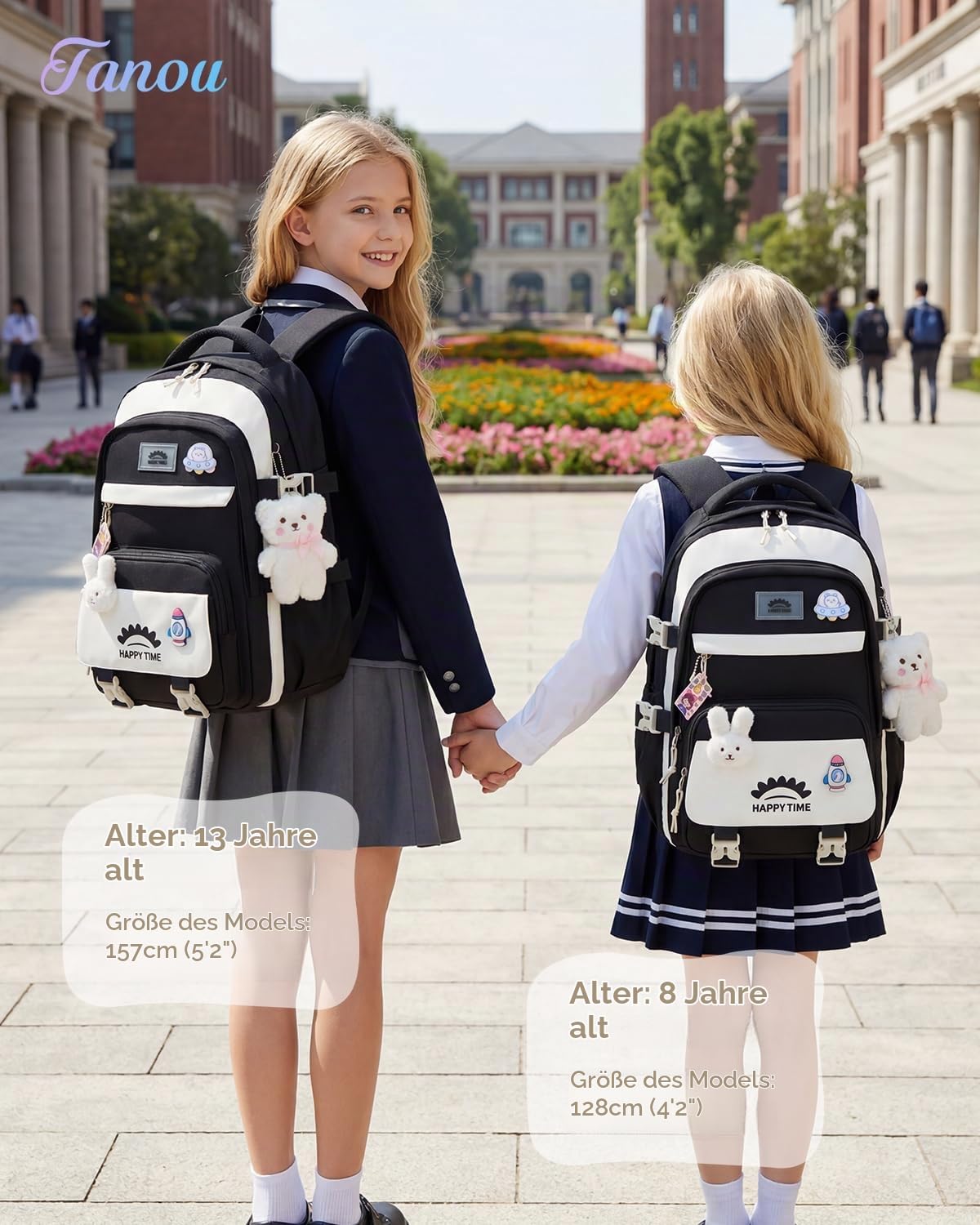 Tanou Schultasche Mädchen, Wasserabweisender Nylon Kinder Schulranzen, 20L