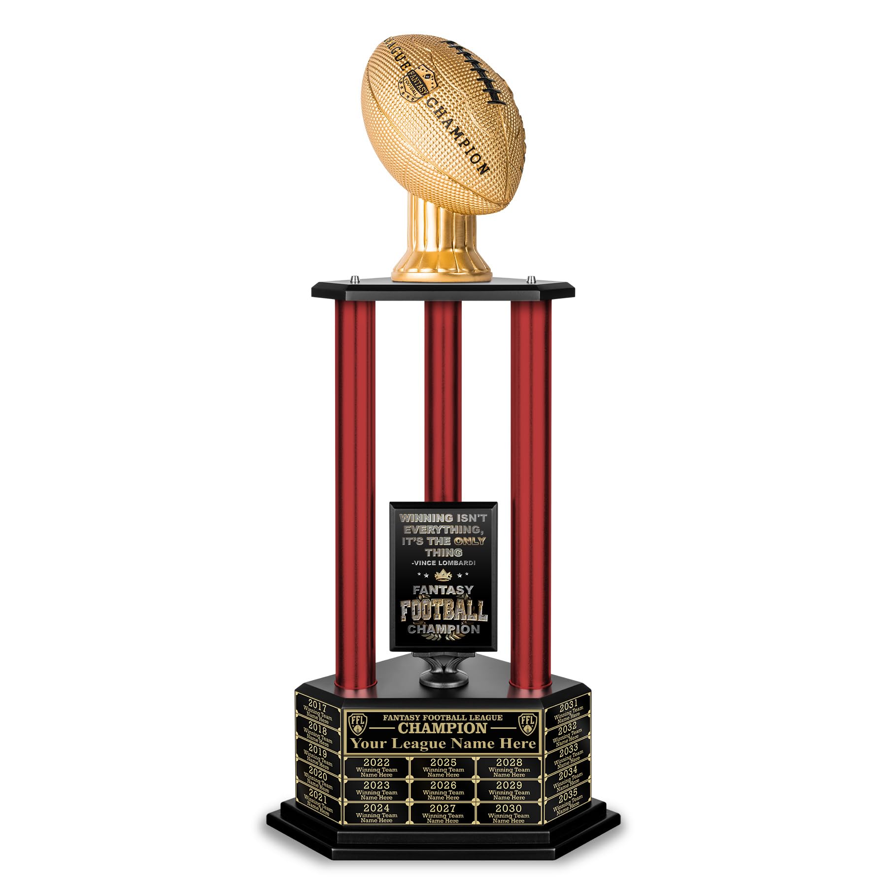 TrophySmack 19-Year Perpetual Fantasy Football Trophy, Custom Engraved