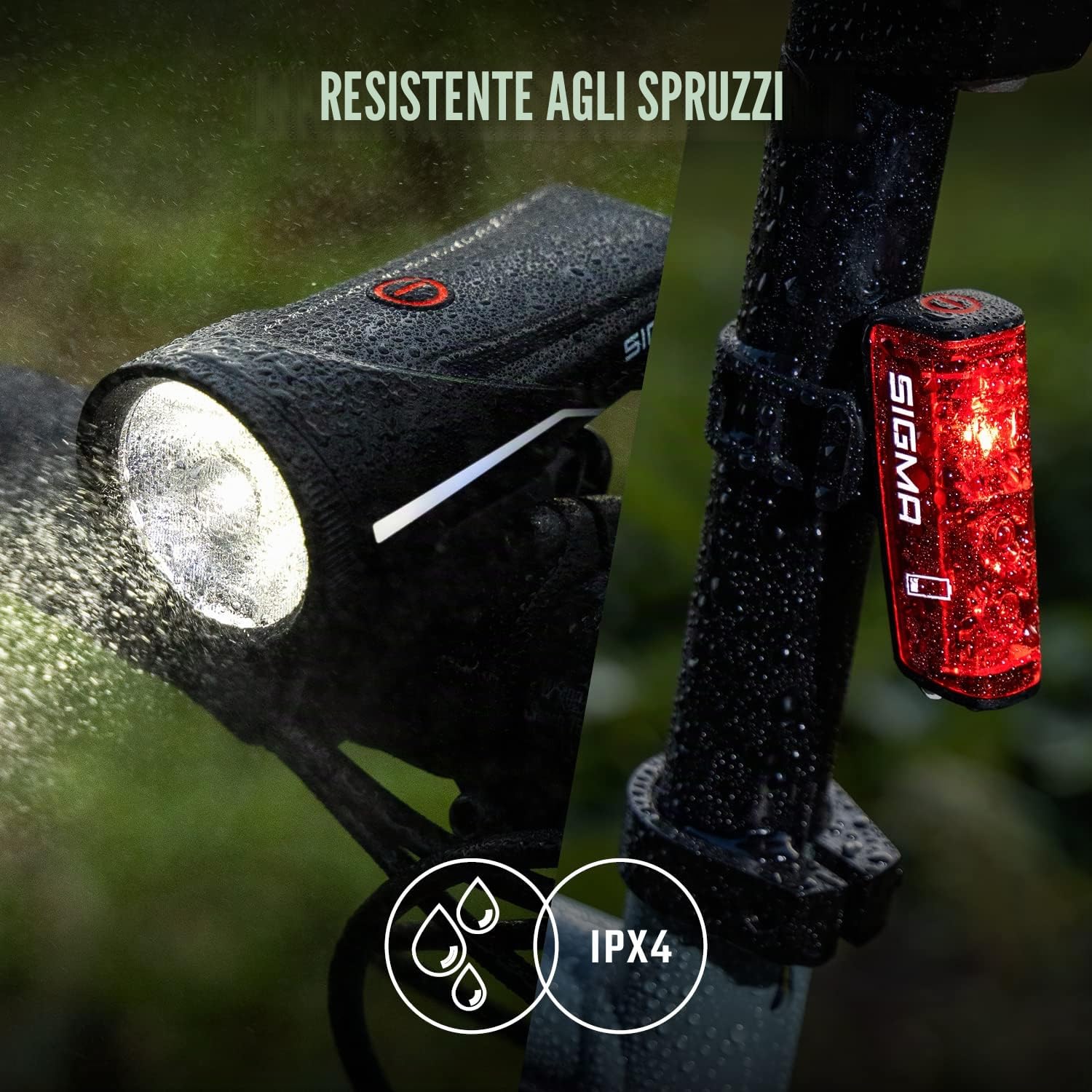 SIGMA Aura 100/Blaze Link kit di luci per bicicletta (montaggio a vite) | Innovativa funzione frizione 100 lux LED luce anteriore per bicicletta | Luce posteriore con funzione di luce freno