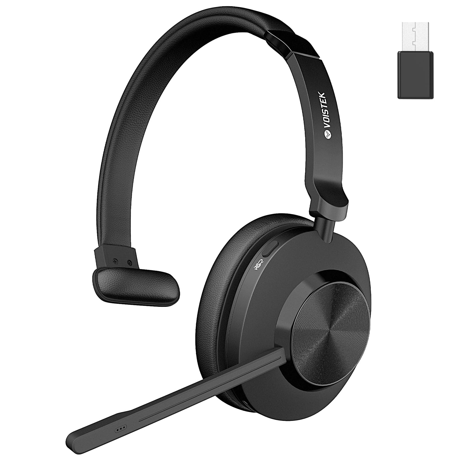 Photo 1 of Voistek Wireless Headset with Mic for Work, Bluetooth Computer Headset with USB Dongle, Noise Cancelling Microphone, Mute Button, 50H Battery, Headset for Zoom Teams Meetings Home Office
