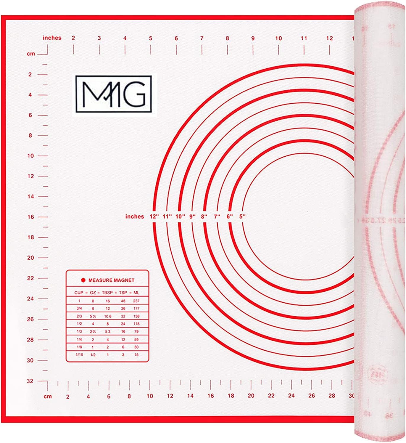 MMG Non-Stick Silicone Baking Mat Large 60x40cm Measuring Mat Glass Fibre Perfect for Bakers Kneading Pad Sheet is Heat Resistant and Oven-Safe (Pack of 1)