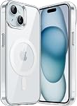 JETech Boîtier magnétique pour iPhone 15, Compatibilité avec MagSafe, Couverture de bumper de téléphone antichoc, résistant aux rayures, effacer le dos