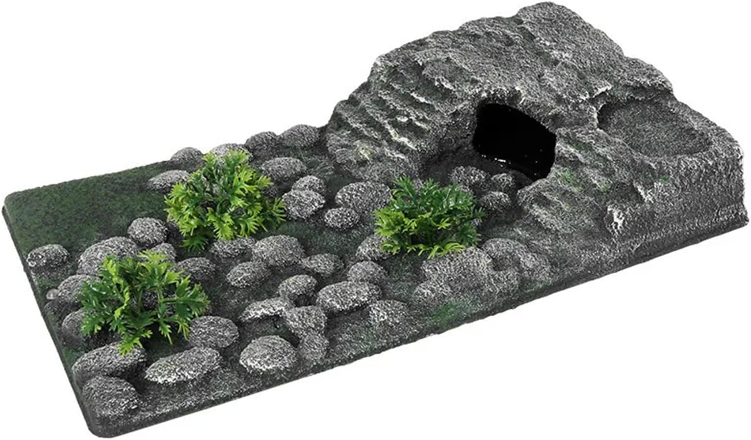 Turtle Basking Platform Floating Island with Climbing Steps, Hideout and Rockery Decor for Aquarium and Reptile Tank Accessories(B)
