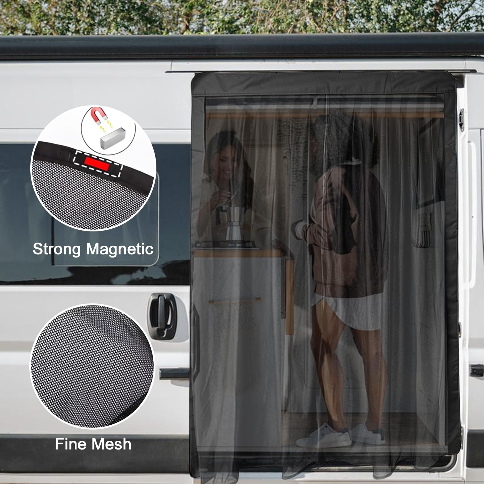 Moustiquaire Magnétique pour Van: 150 X 110 Cm Moustiquaire Voiture, Moustiquaires Van Aménagé avec Magnétisme pour Latérale, Protection Solaire, Les Voyages en Camping (Noir)