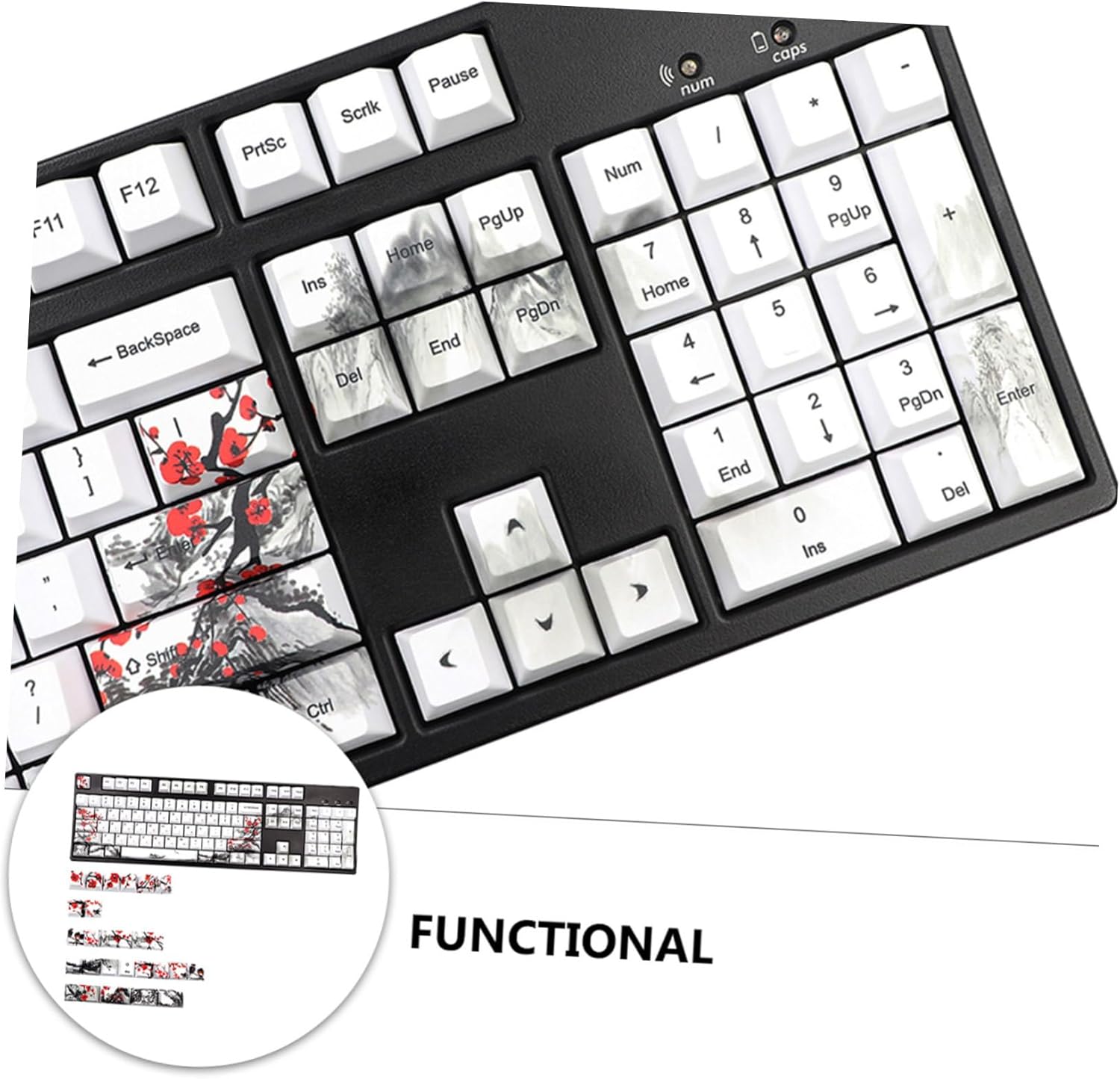 Gadpiparty 128Pcs Chic Pattern Keycaps Set for Mechanical Keyboard Computer Keycaps Design for Gaming and Typing