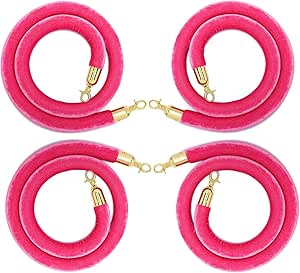 Set of 4 Velvet Queue Stanchion Ropes, 10Ft Red & 2, 10Ft Black, Pink ...