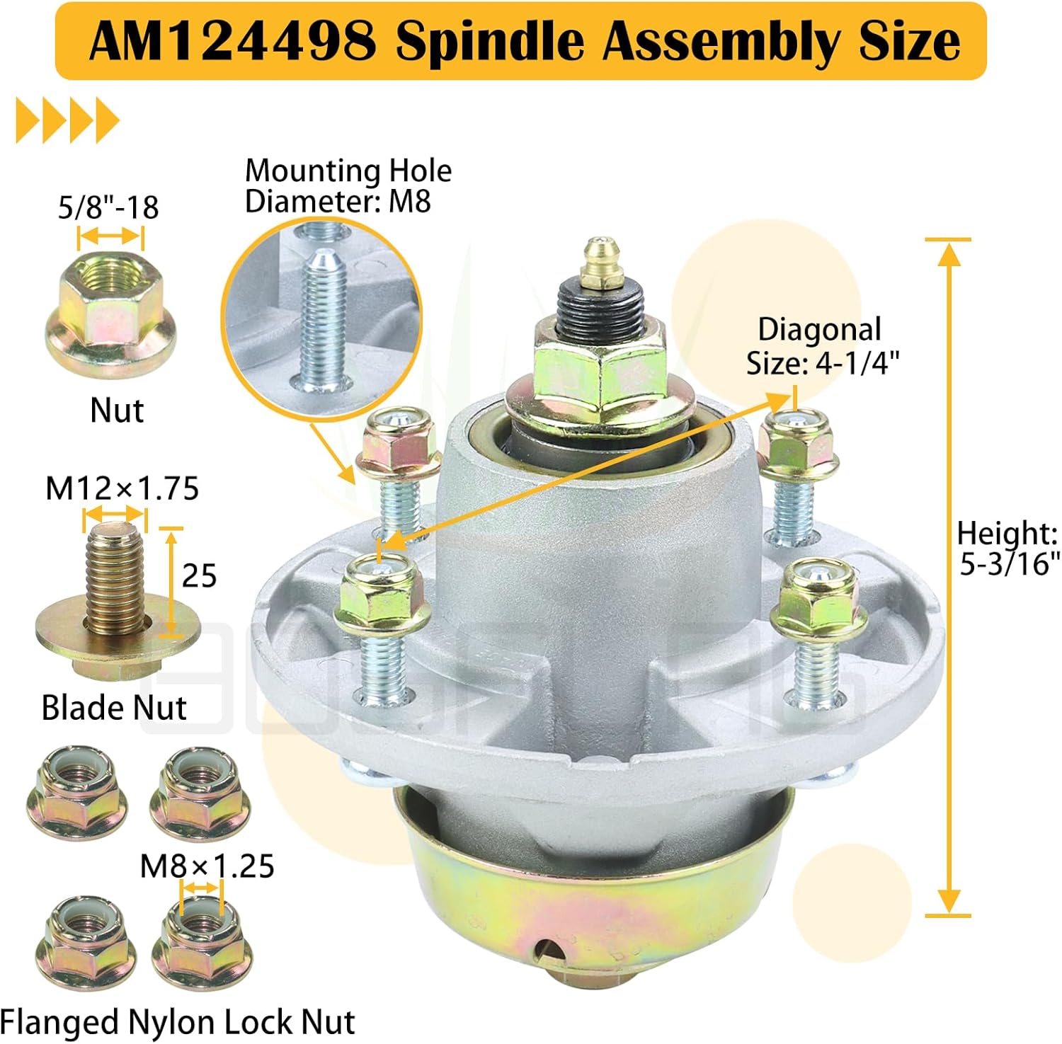 3 Pack AM144377 Spindle with M140059 Pulley Replaces AM144377 John Deere Spindle Kit John Deere AM144377, AM135349, AM124498 for John Deere 1025R, GT235, X320, X340, X500, X520, X530 Tractors