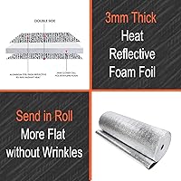 Vista 4 de Rollo de aislamiento de lámina reflectante, escudo térmico de aluminio de doble cara, núcleo de espuma de 0.118 in, barrera térmica