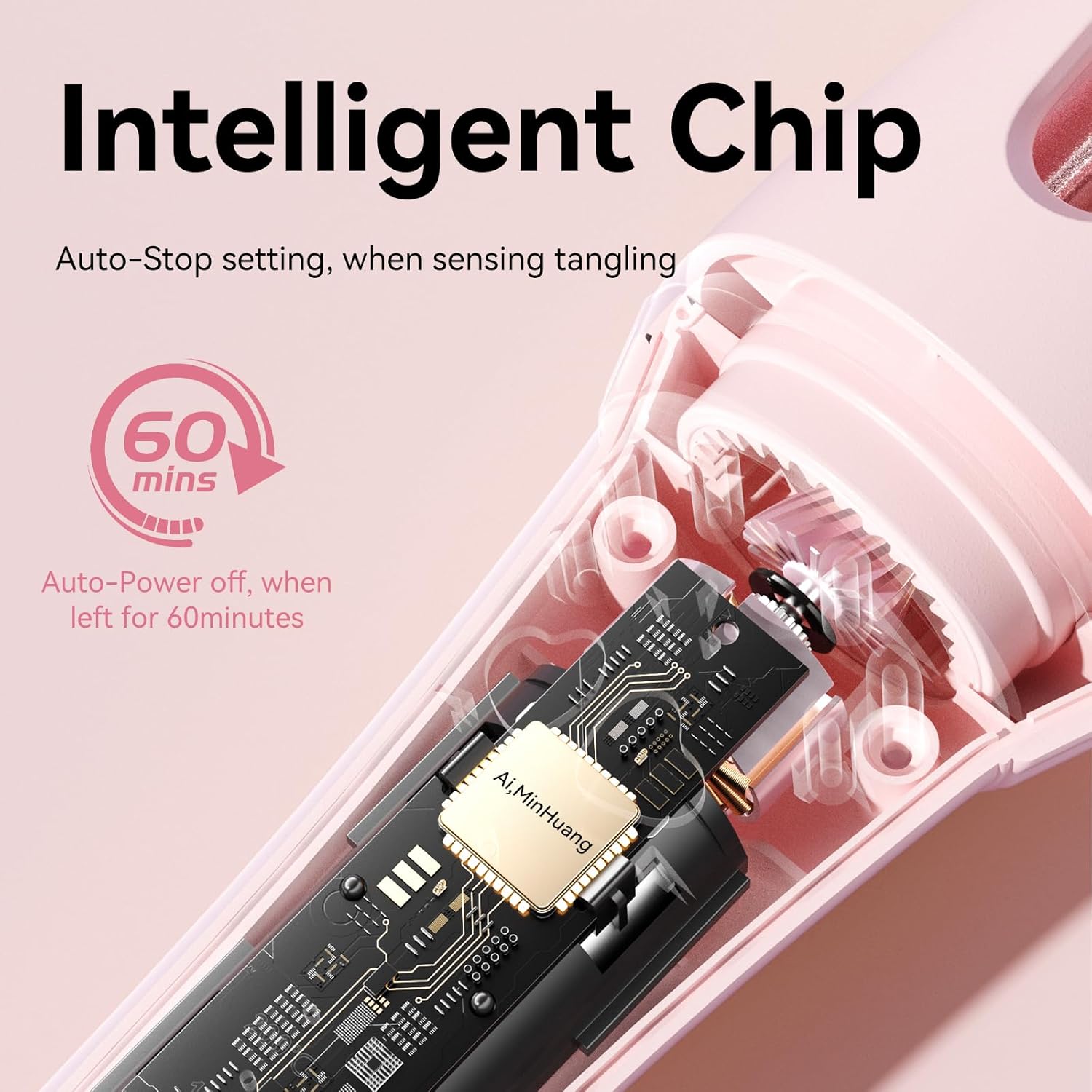 Auto Hair Curler, Automatic Curling Iron,1.25 inches, Automatic Shut-Off, Anti-Scald, Anti-Tangle, Negative Ion,Rotating Curling Wand for Women Hair Styling,Pink - Image 4