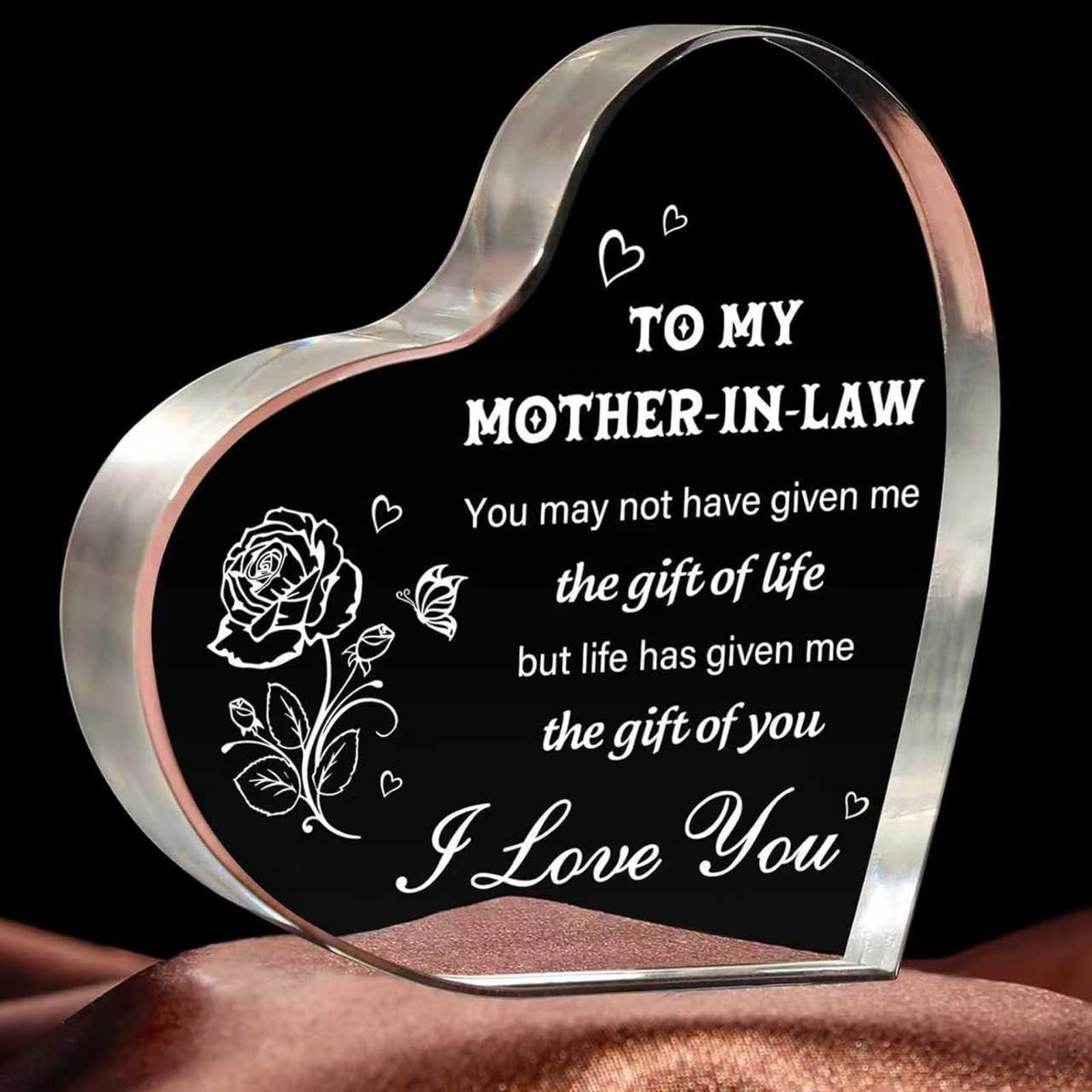 SUOXU Gifts for Mother in Law - SUOXU Heart-Shaped Acrylic Plaque | Perfect Birthday Gifts, Thank You Gifts, Mother's Day,Thanksgiving & Christmas Gifts 10x10cm Home Desk Accessories Decor Sign