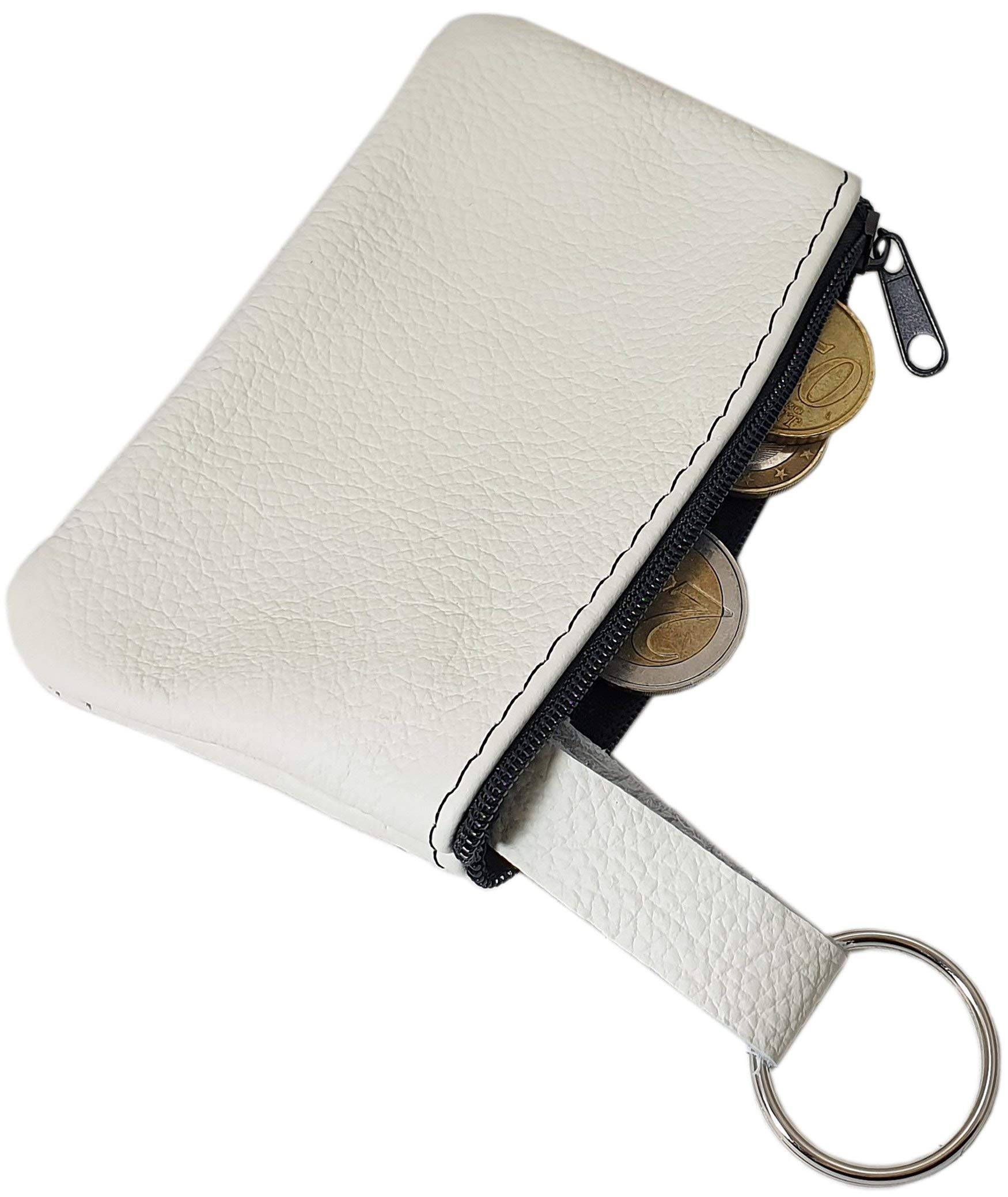 myledershopGenuine Leather Key Case 1 Compartment MJ-Design-Germany Made in EU (White)