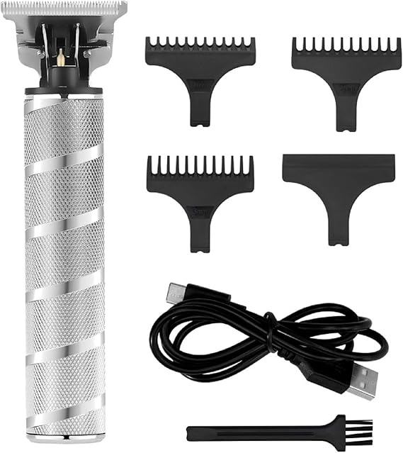 SURKER Electric Pro Li Clippers Barber Accessories Grooming Waterproof Rechargeable Cordless Close Cutting T-Blade Trimmer Hair Clippers for Men(Silver) (Silver)
