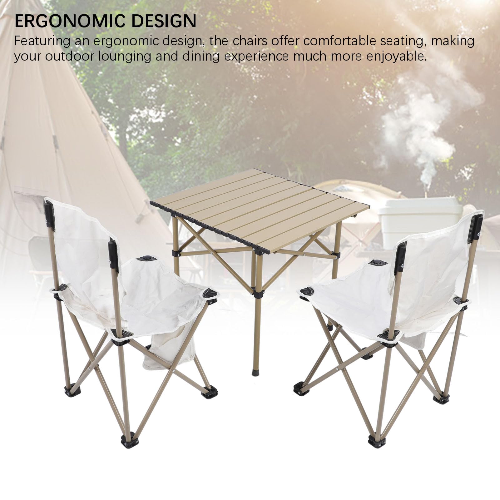 Leichtes, tragbares Outdoor-Klapptisch und Stühle-Set, Aluminiumlegierung, Campingausrüstung für Picknick, Heckklappe, Roadtrips – kompakt und Design, einfach zu tragen