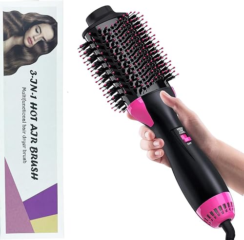 Hair Dryer Brush, 3 in 1 Hot Air Brush with Adjustable Temperature - Hot Brush for Hair Styling Short Hair, Medium & Long Hair - Women Hair Volumizer & Hot Air Styler