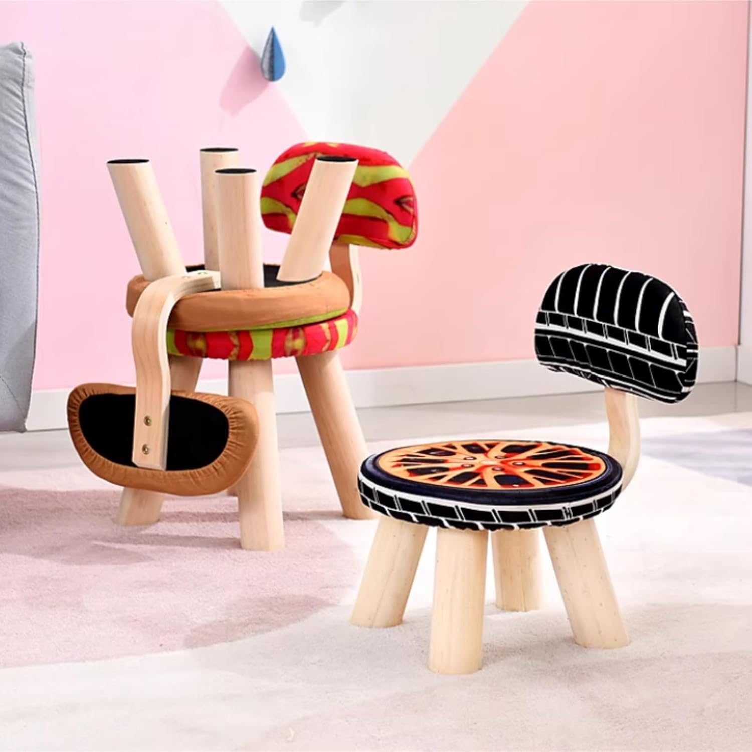 オットマンデスク下 足置き ソファ用背もたれ付きロースツール 家庭用リビングルーム用ロースツール 玄関 寝室適用(E)