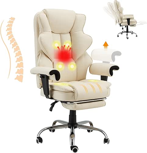 HOMREST 6-Point Massage Executive Chair,Heat Office Chair,Ergonomic Home Office Desk