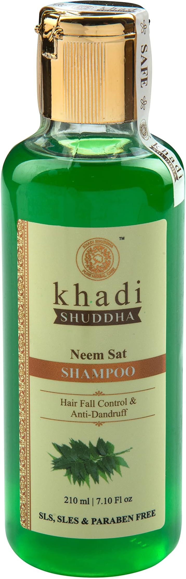 Khadi Shuddha Neem sat shampoo Hair Fall Control & Anti Dandruff (SLS, SLES & PARABEN FREE), green, 210 ml