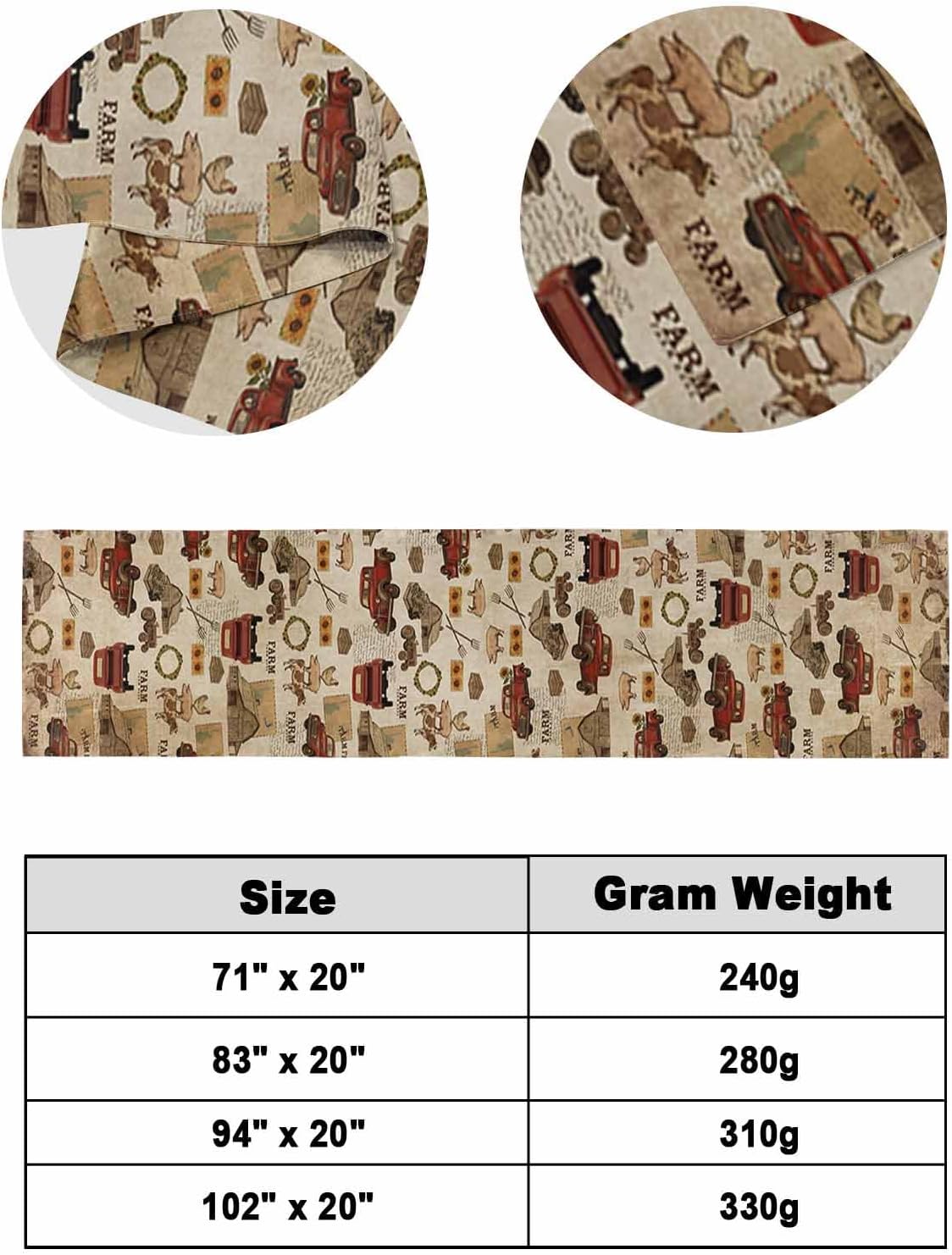 Smile Sunflower Bed Runner Scarf Farmhouse Truck Cow Rooster Bedding Scarf Decorative Bed Runners Cover for Home Bedroom Hotel Wedding Room Bed Scarf for Foot of Bed King 102x20in