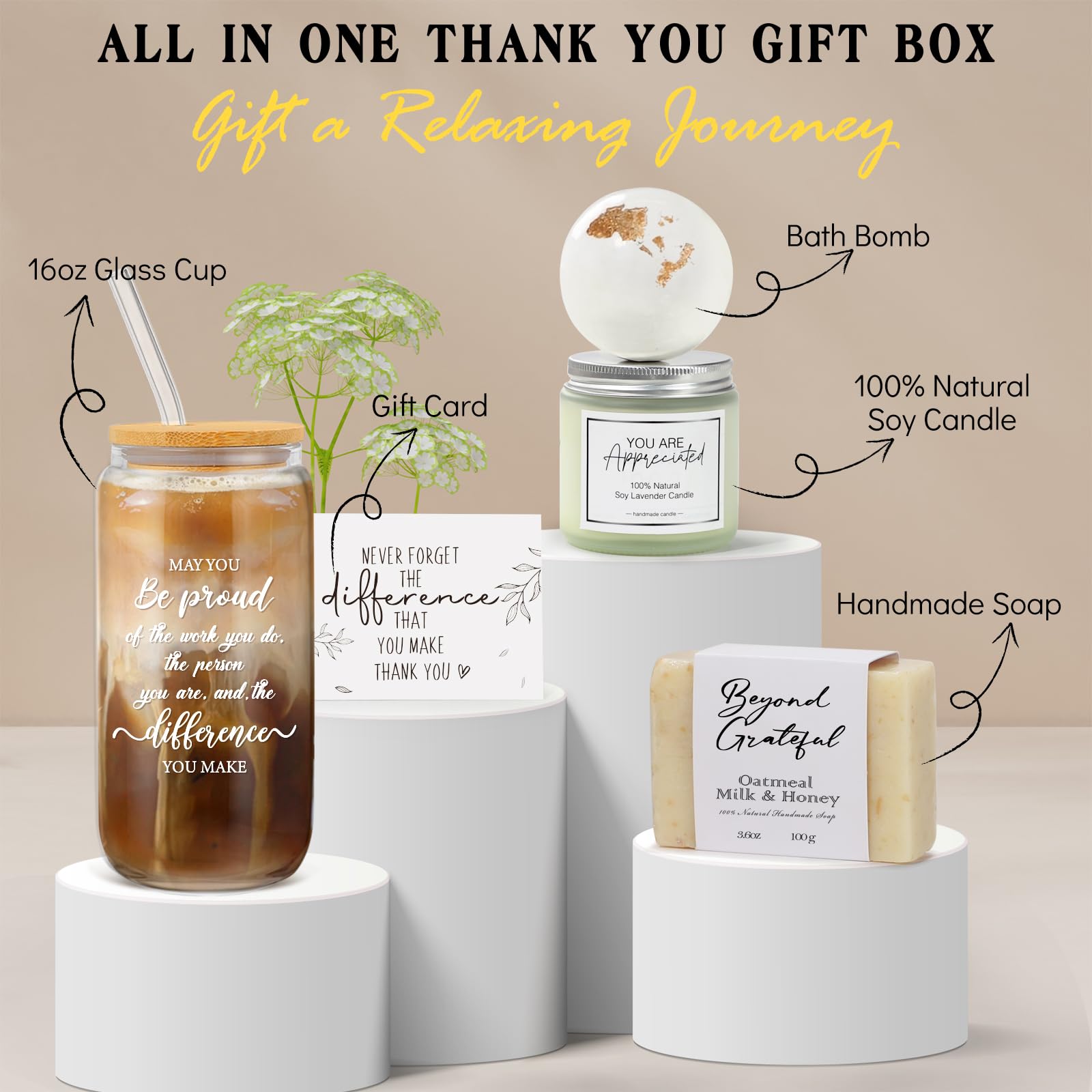iAOVUEBY Thank You Gifts for Coworkers, Employee Appreciation Gifts Box for Coworkers Teacher Nurse Staff Difference Maker, Thank You Gift Set for Women, Farewell Gifts for Coworkers