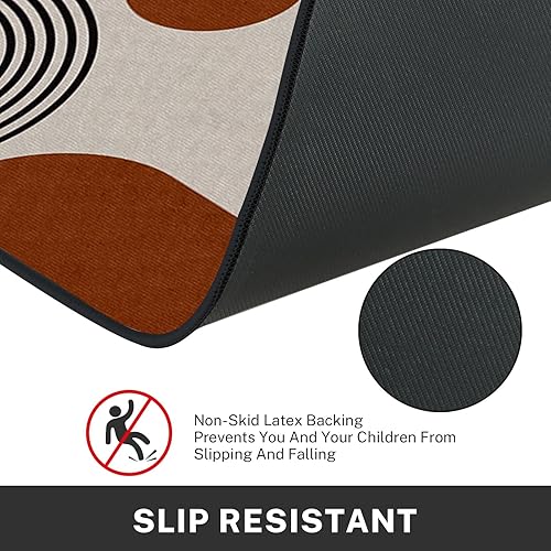 Miniatura 4 de Juego de 2 alfombras y tapetes de cocina bohemios de mediados de siglo para el hogar, antideslizantes, lavables, tapetes bohemios para piso,