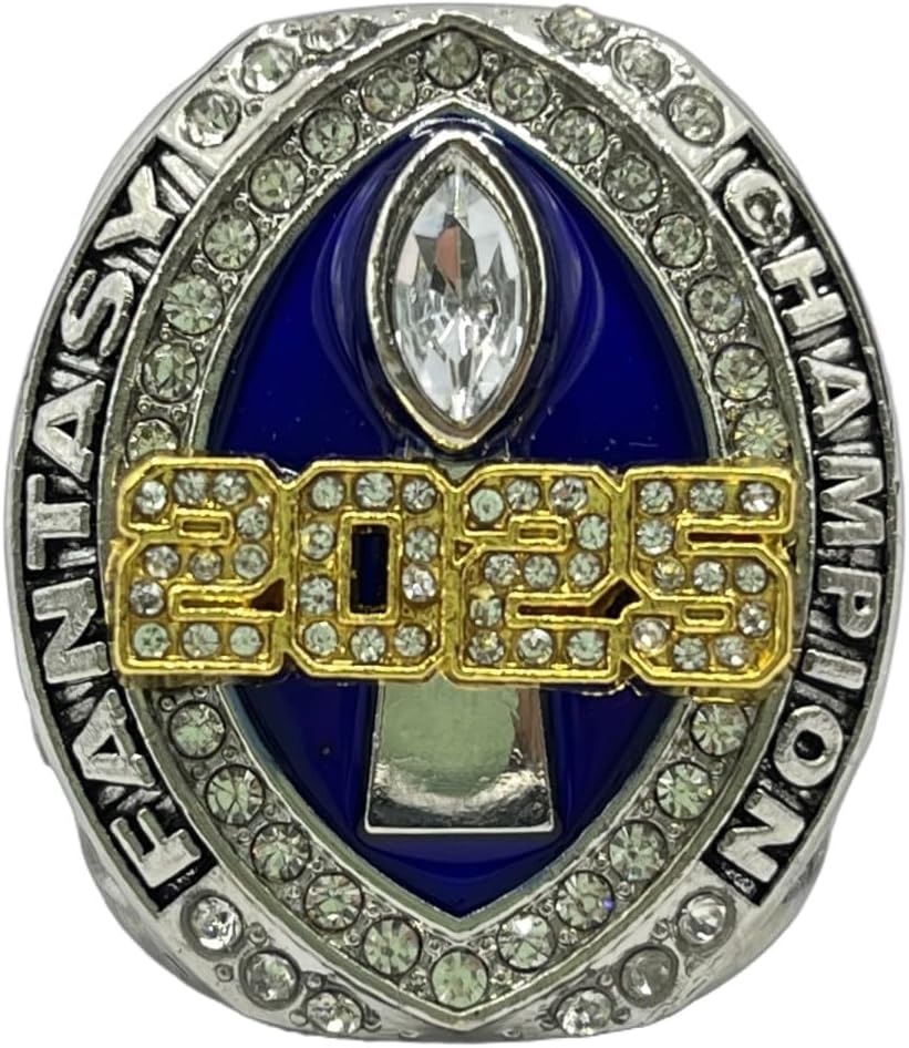 Custom 2025 Fantasy Football League Championship Trophy Rings Prize With Display Case