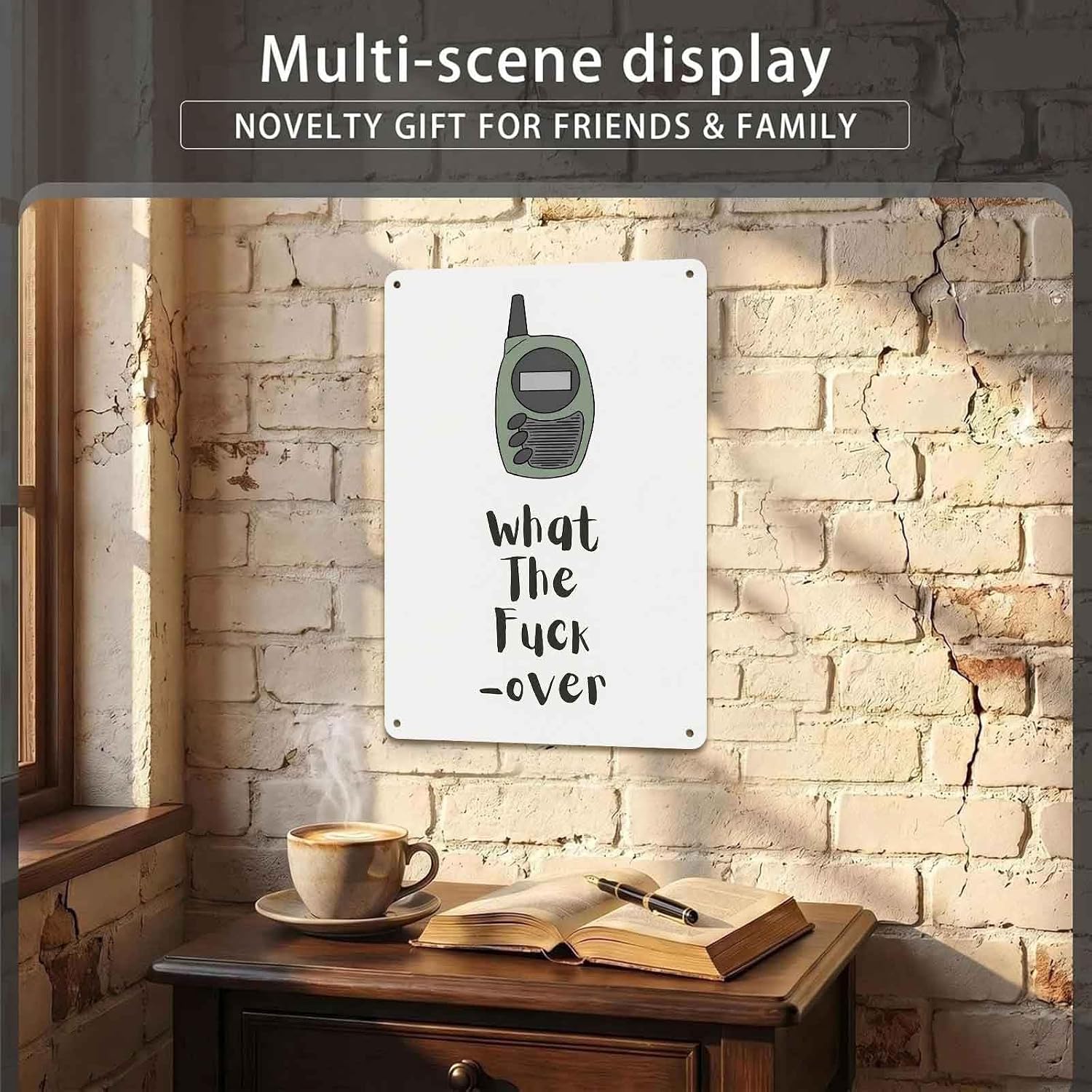 What The Fuck Over Funny Walkie Talkie Aluminum Metal Sign, 8 X 12 Inch, for Home Bar Garage Man Cave Decor image 2