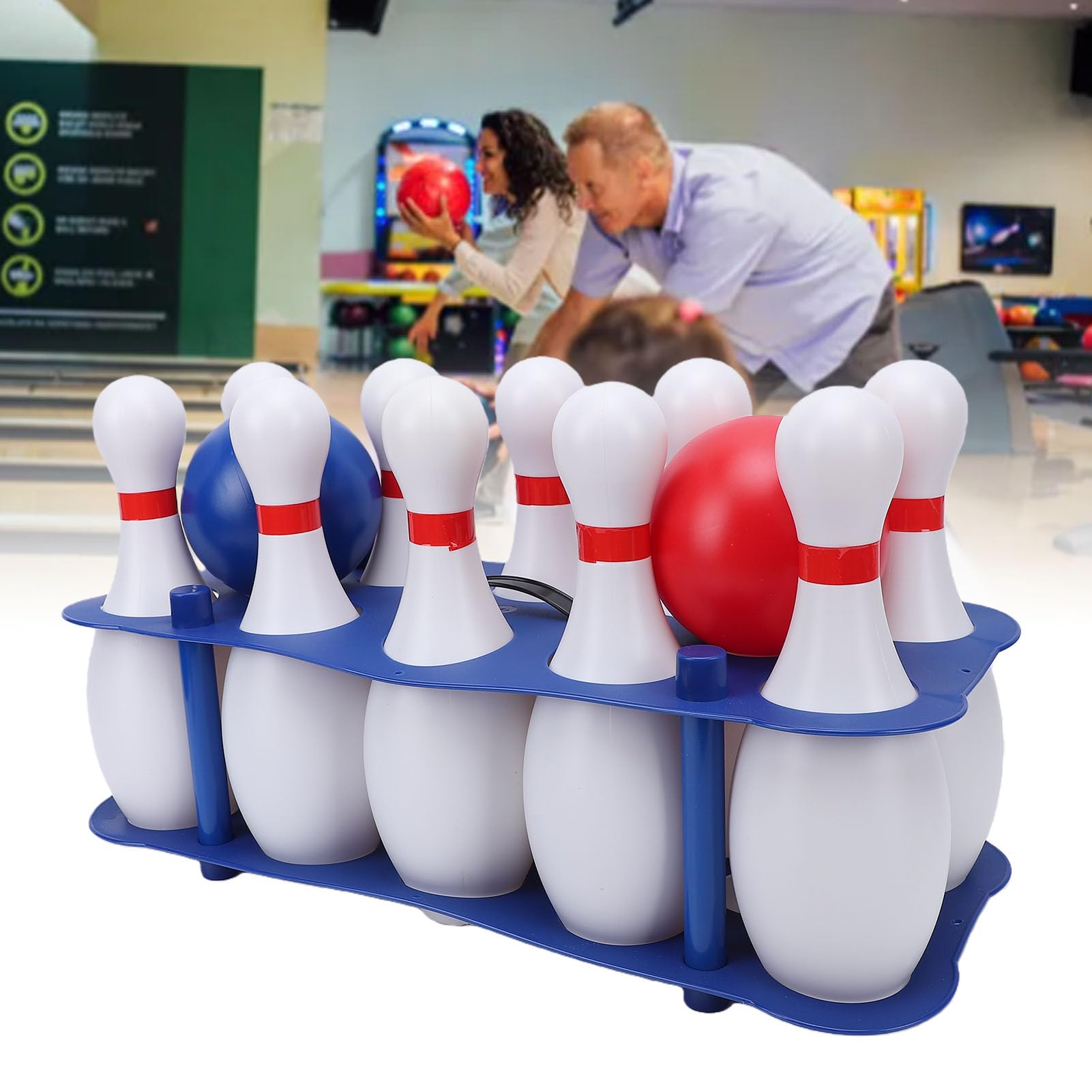 Juego de Bolos de Plástico con Bolas, Seguro y Duradero para Niños, Uso en Interiores y Exteriores, Incluye 10 Bolos, 2 Bolas, Fiestas
