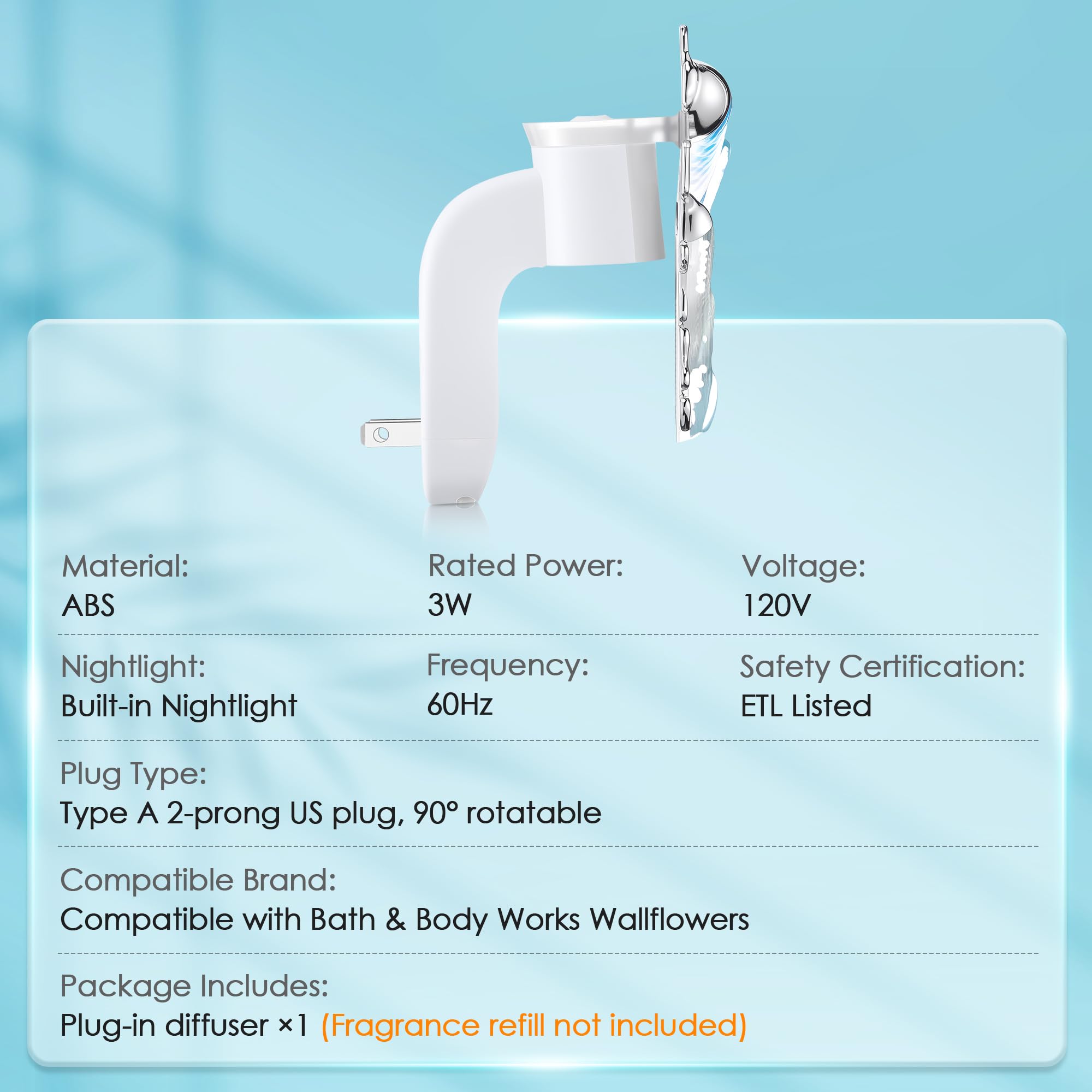 Hohean Wall Fragrance Plug in Compatible with Bath and Body Works WallFlower, Scent Diffuser with Night Light, ETL Certified, Long Lasting Scented Warmer Diffuser Home Office (): Elegant Fish Style